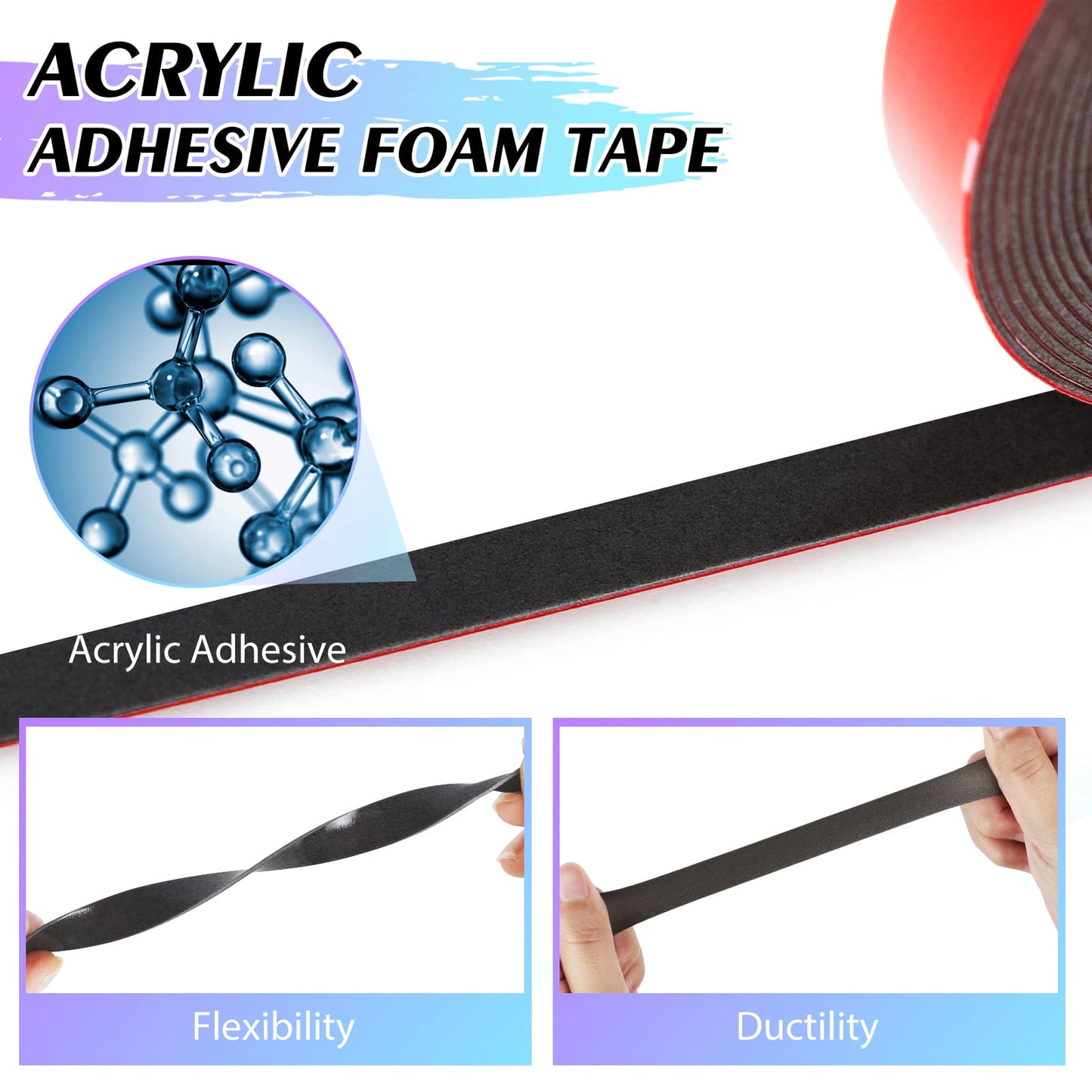 Double Sided Tape, Heavy Duty Mounting Tape, 16.5FT x 0.94IN Adhesive Foam Tape Made