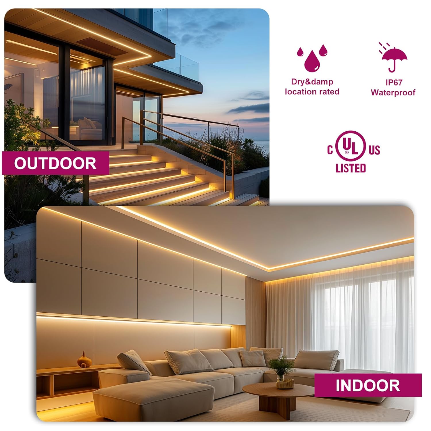 Dimmable Led Driver, 10V-277V to DC 24V Waterproof IP67 / UL Listed Transformer, 5-in-1 Dimming