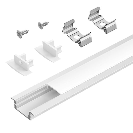 Emitever LED Tape Light Channel Recess Mount with Diffuser 5-Pack ,3.3FT/1M,Silver Aluminum Profile Track for 8-10mm Width Light Strip Emitever