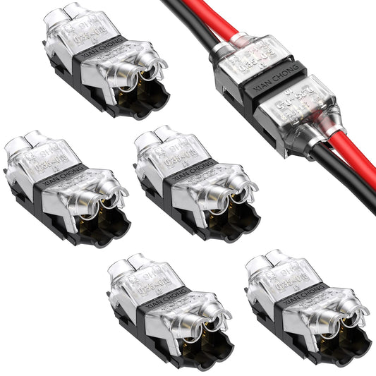 Emitever Low Voltage Wire Connectors, 6 Packs Wire to Wire Connector, 2 Way Automotive Wire Connectors, 2 Pins Emitever