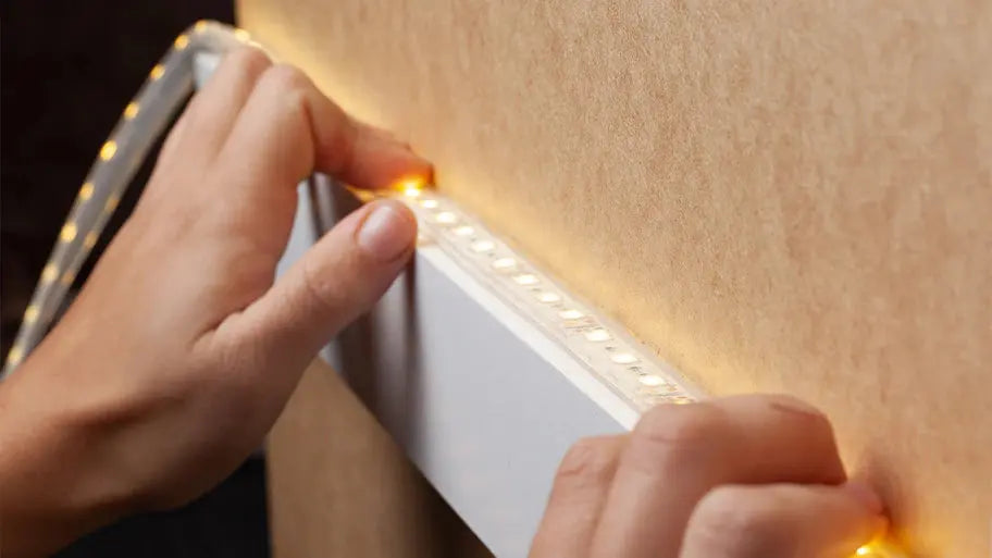 led installation display on a under cabinet base