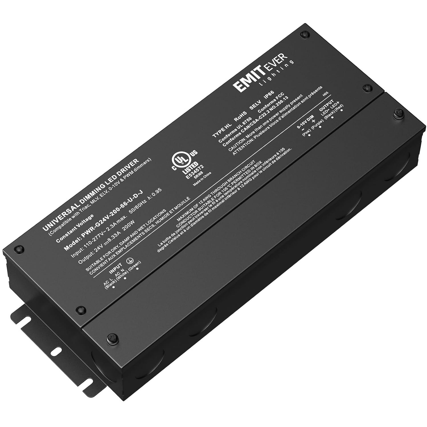 Dimmable Led Driver, 10V-277V to DC 24V Waterproof IP67 / UL Listed Transformer, 5-in-1 Dimming