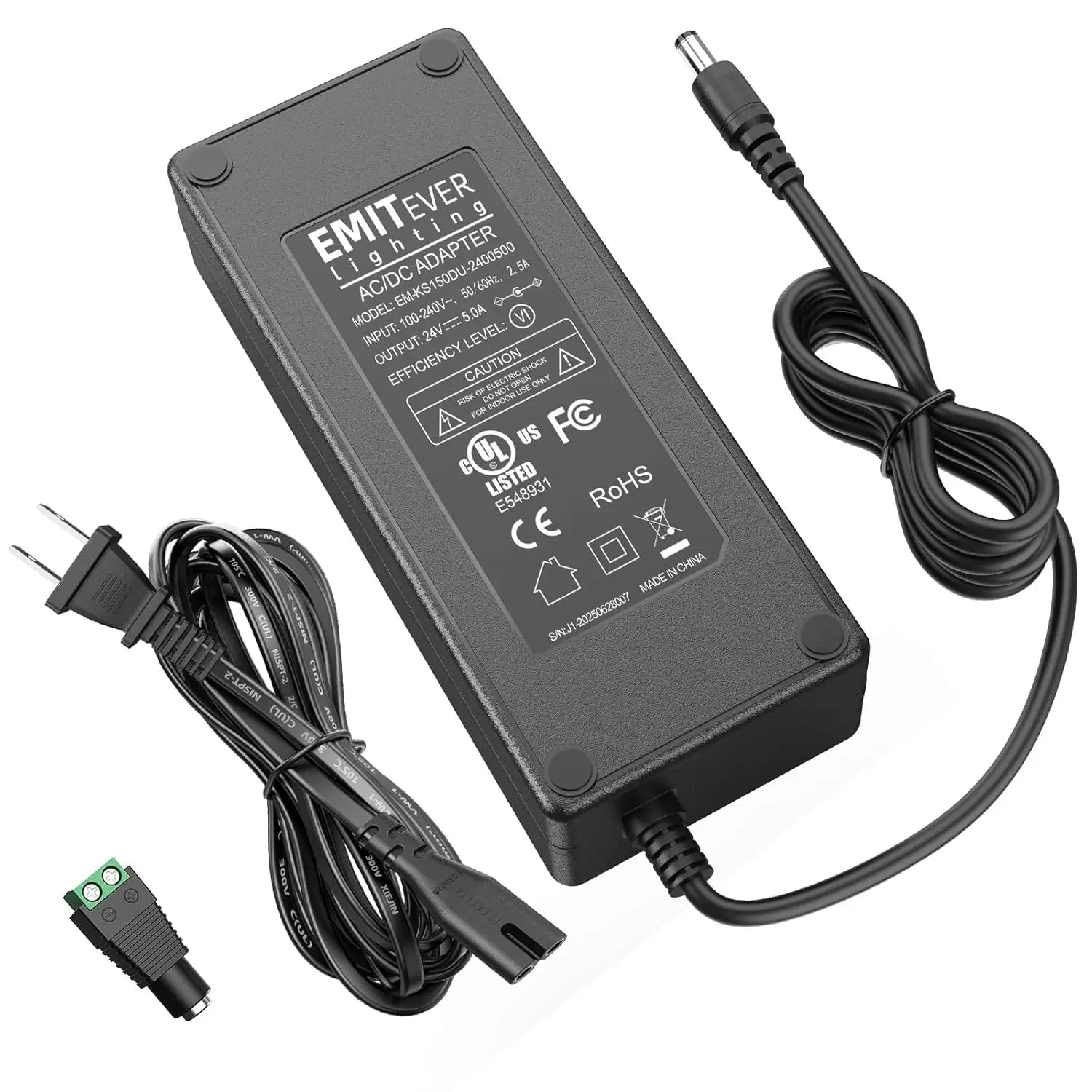 24V DC LED Power Supply, 60W LED Power Adapter, Lighting Transformers, Input AC 100-240V UL-Listed,Class 2 Emitever