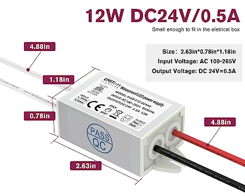 24V Power Supply Driver, 120V AC to 24V DC Converter, Transformer, IP67, 12W / 36W / 60W / 100W, 2-Pack / 4 Pack