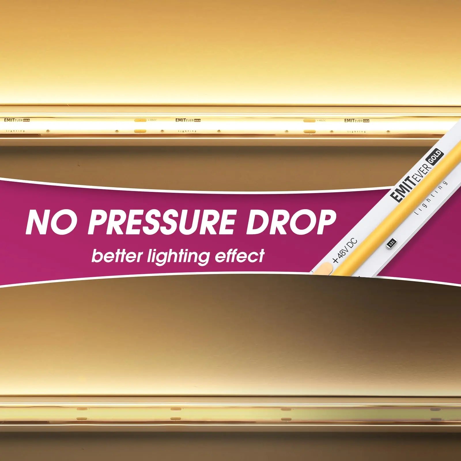 48V DC COB LED Strip Lights Warm White, 3000K 32.8ft High Density, 300Lm/ft, 4500LEDs, Ra 90+, UL Listed + 48V DC 384W 5 in 1 Dimmable LED Driver Emitever