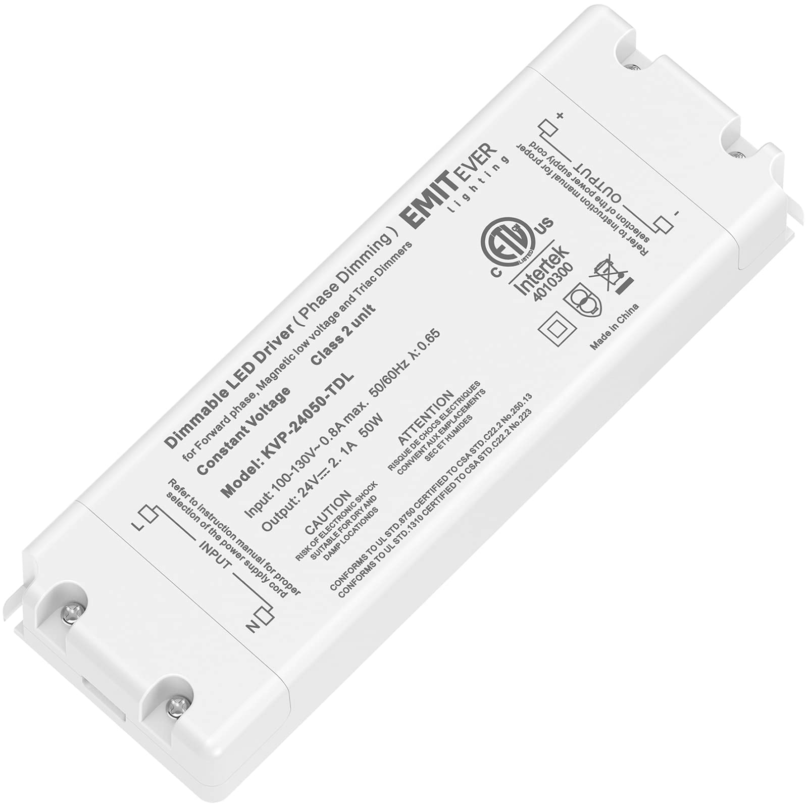 Emitever 50W Triac Dimmable Driver, AC 120V to DC 24V Transformer Emitever