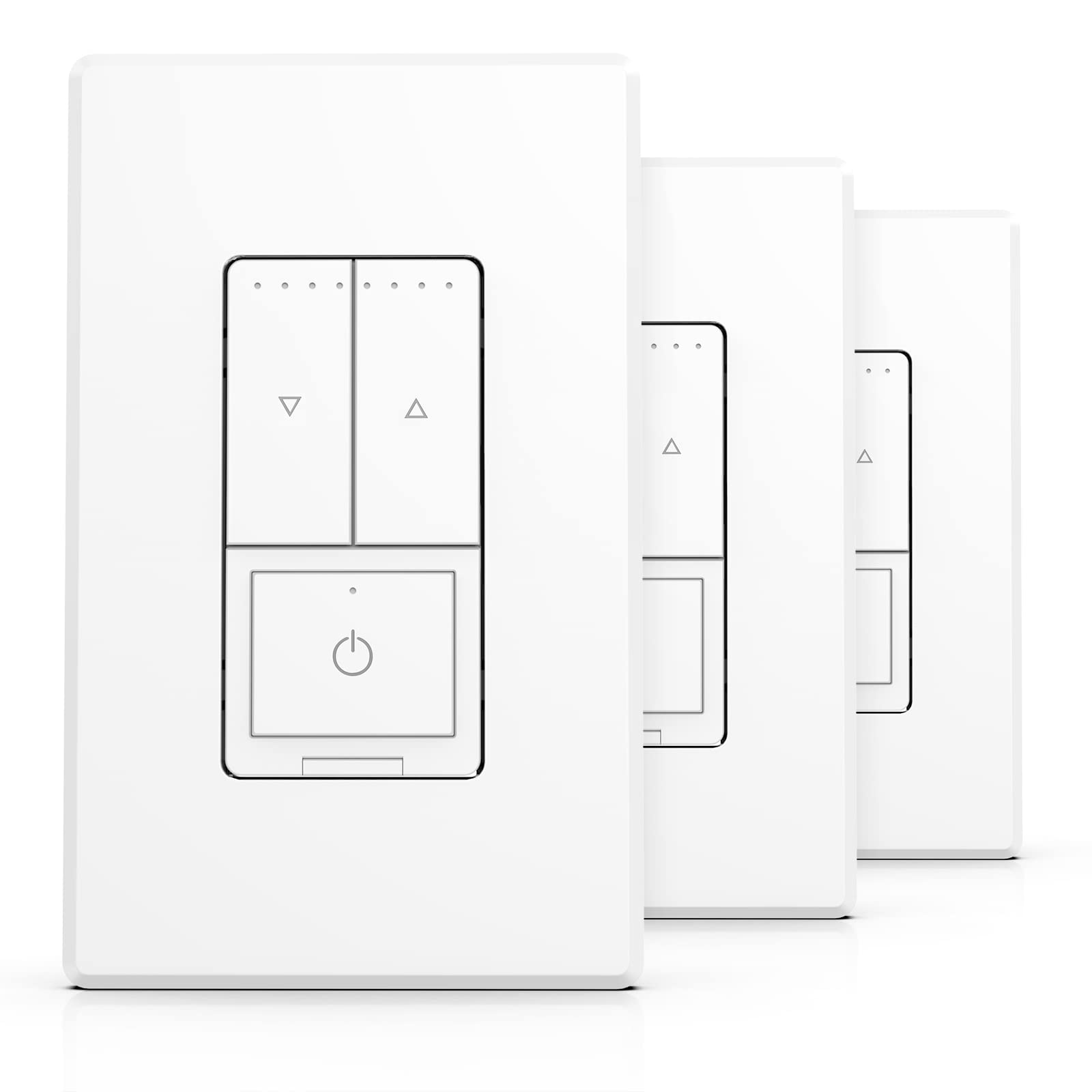 Emitever Dimmer Light Switch, Single-Pole or 3-Way Led Dimmer Switch, Wall Switches for Dimmable LED, CFL, Incandescent, Halogen Light Bulbs, Wall Plate Included, ETL Certified,1 Pack, Matte White