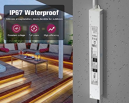 24V Power Supply Driver, 120V AC to 24V DC Converter, Transformer, IP67, 12W / 36W / 60W / 100W, 2-Pack / 4 Pack