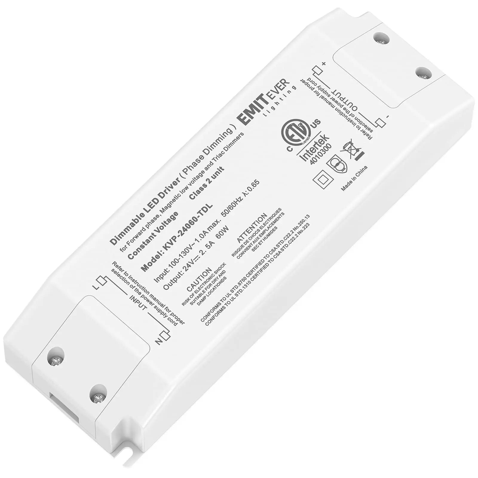 Emitever 60W Triac Dimmable Driver, AC 120V to DC 24V Transformer Emitever