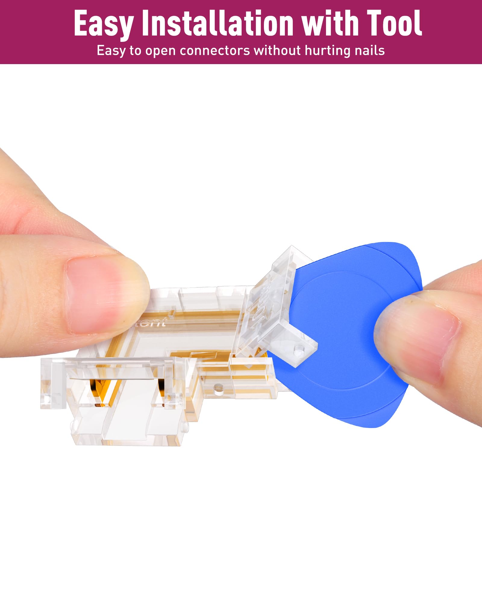 L-Shaped LED Strip Light Connectors (8mm/10mm, Snap-on & Threaded Screw Options) 12pcs, for 2-Pin COB/SMD LED Strip Lights 5V, 12V, 24V, 48V