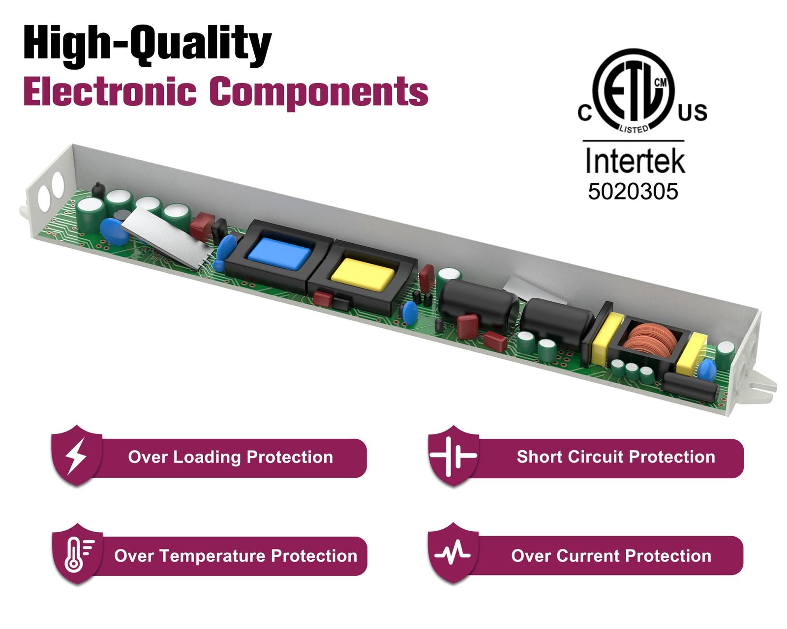 24V Power Supply Driver, 120V AC to 24V DC Converter, Transformer, IP67, 12W / 36W / 60W / 100W, 2-Pack / 4 Pack