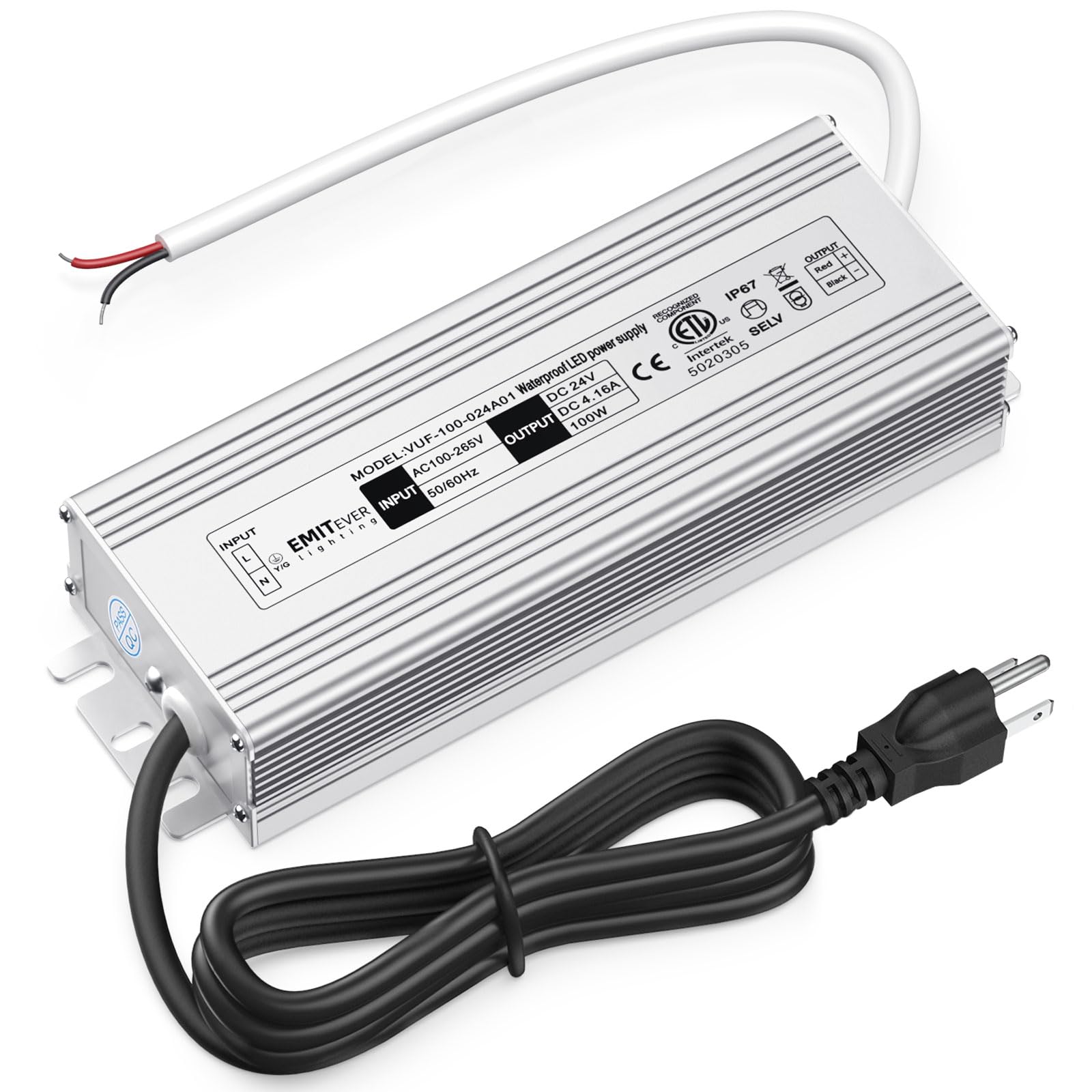 24V Power Supply Driver, 120V AC to 24V DC Converter, Transformer, IP67, 12W / 36W / 60W / 100W, 2-Pack / 4 Pack