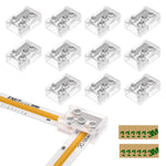 L-Shaped LED Strip Light Connectors (8mm/10mm, Snap-on & Threaded Screw Options) 12pcs, for 2-Pin COB/SMD LED Strip Lights 5V, 12V, 24V, 48V