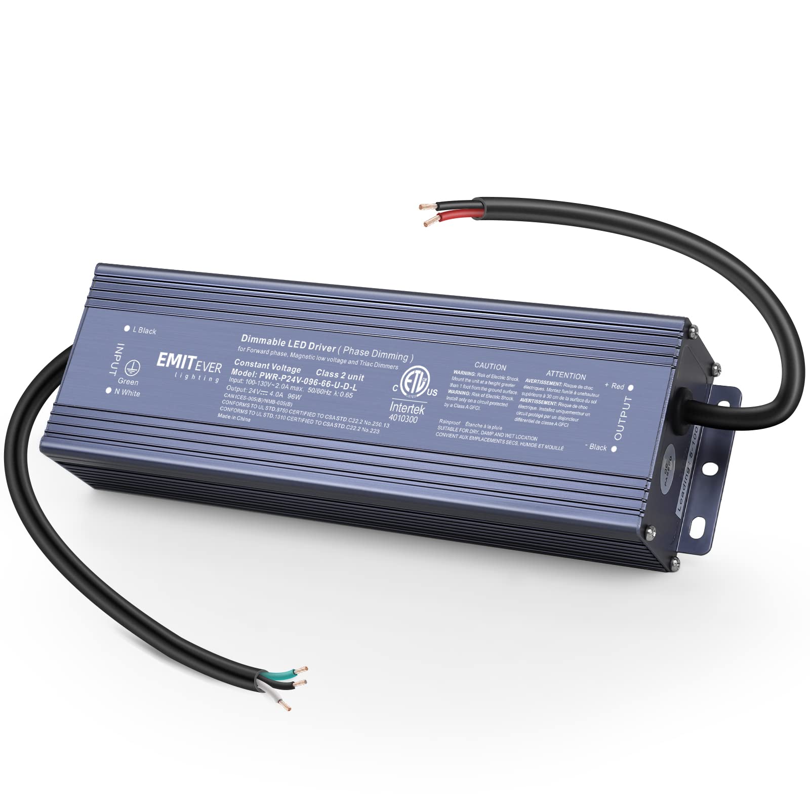 Emitever 96W Triac Dimmable LED Driver, AC 120V to DC 24V Transformer Emitever