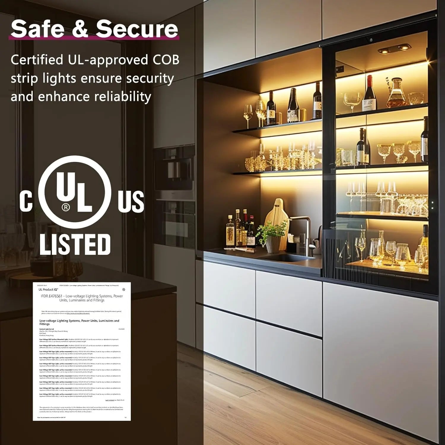 COB LED Strip Light Tunable White 2700K-6500K, UL-Listed Dimmable CCT 24V LED Tape Light Kit 16.4ft, High Density 3200LEDs CRI90+ Emitever