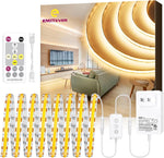 COB LED Strip Lights Kit 2700K-5000K with Remote & 24V Power Supply, 16.4ft, High Density 2400LEDs, 300+LM/FT, CRI90+, UL Listed Emitever