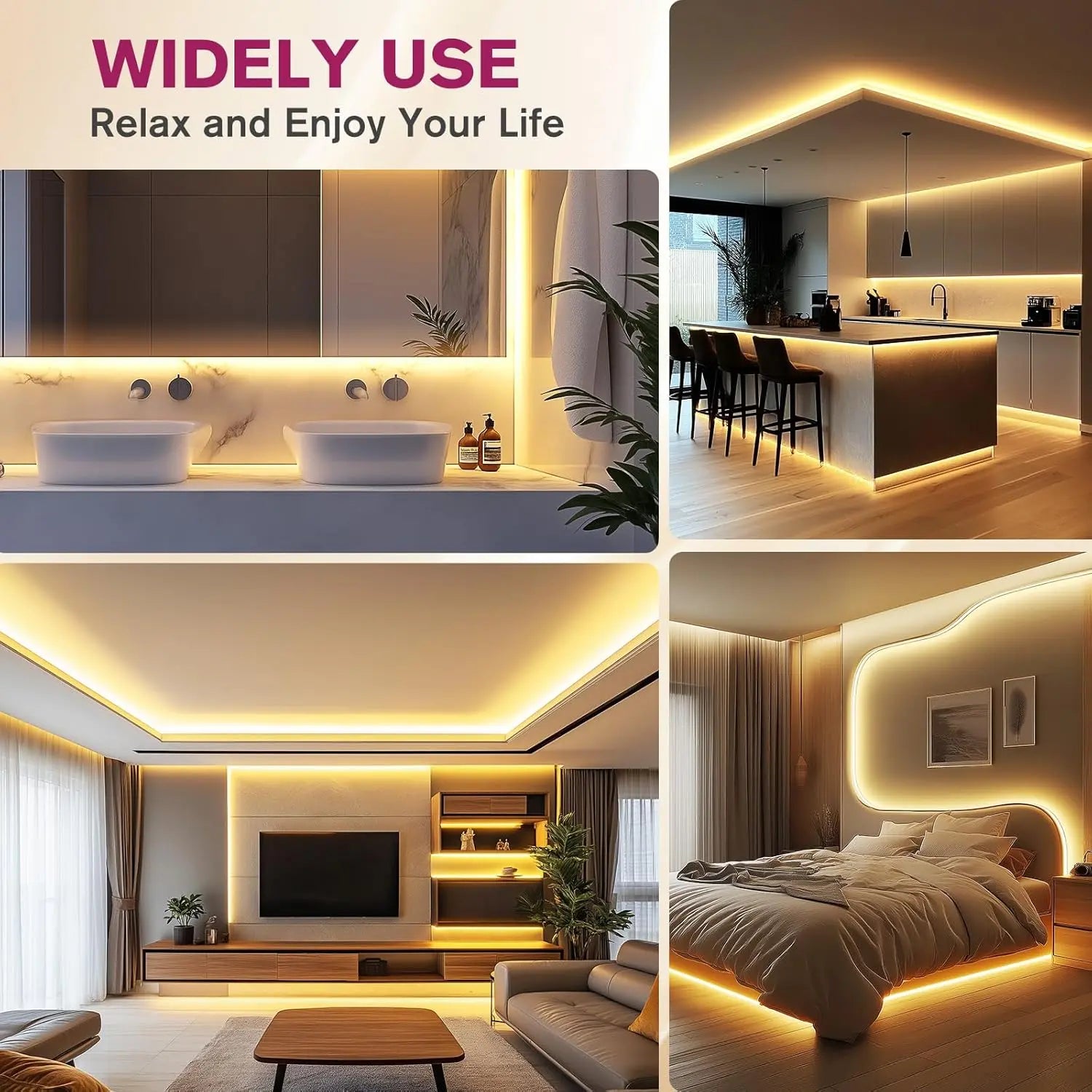 COB LED Strip Lights Warm White 3000K, UL Listed 24V Tape Light Premium High Density 32.8FT Emitever