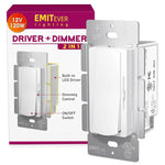 Dimmer Light Switch 24V Dimmable LED Driver 2 in 1, 120VAC to 24VDC UL Listed, FCC Single-Pole or 3-Way Slide Dimmer Switch Emitever