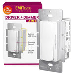Dimmer Light Switch 24V Dimmable LED Driver 2 in 1, 120VAC to 24VDC UL Listed, FCC Single-Pole or 3-Way Slide Dimmer Switch Emitever