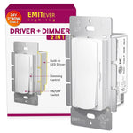 Dimmer Light Switch 24V Dimmable LED Driver 2 in 1, 120VAC to 24VDC UL Listed, FCC Single-Pole or 3-Way Slide Dimmer Switch Emitever