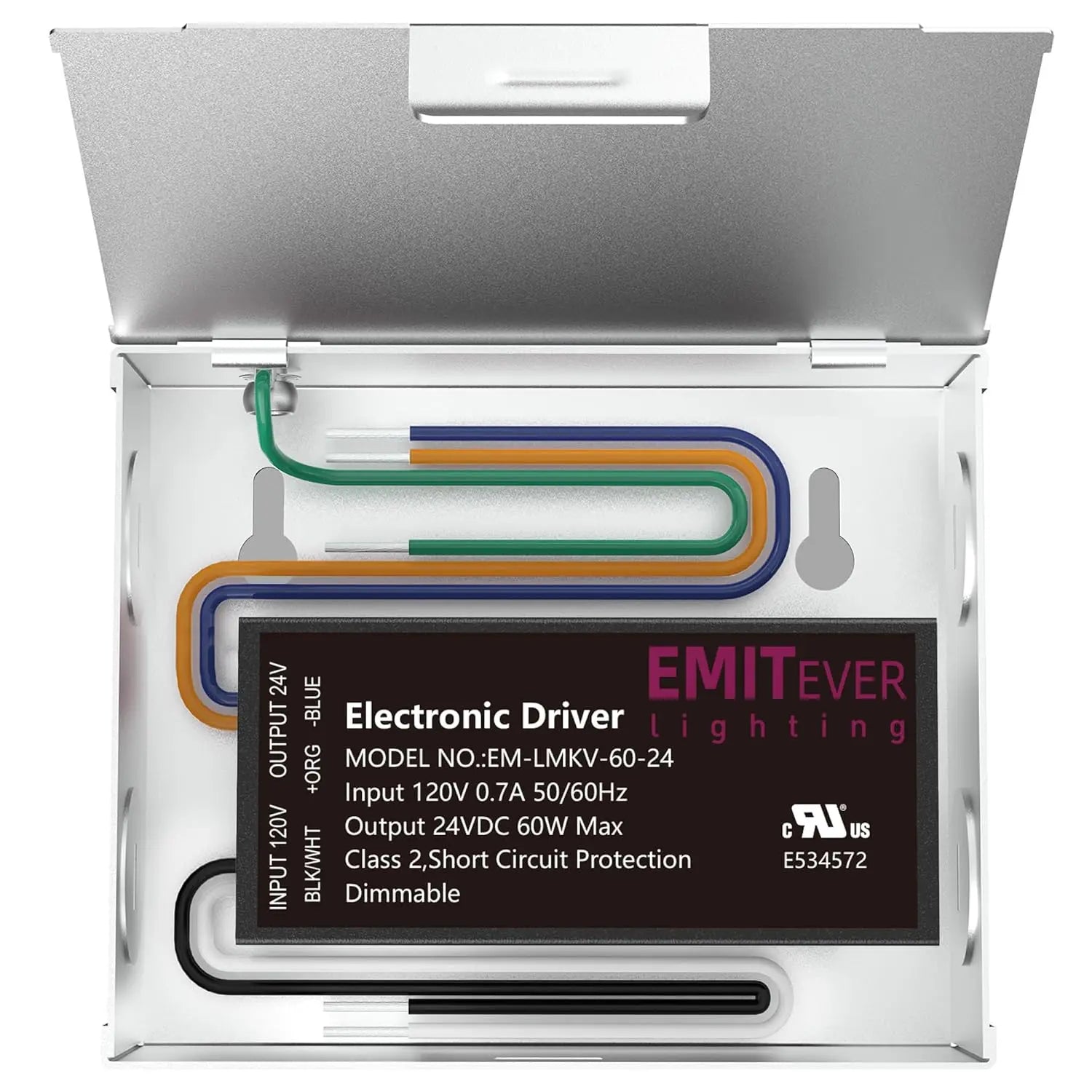 Electronic Dimmable LED Driver Transformer, UL Listed, Class 2, 12V and 24V Options, 60W - 96W Emitever