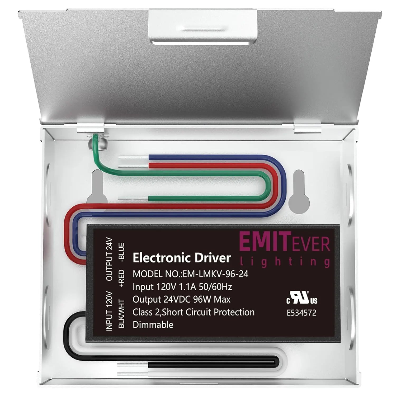 Electronic Dimmable LED Driver Transformer, UL Listed, Class 2, 12V and 24V Options, 60W - 96W Emitever