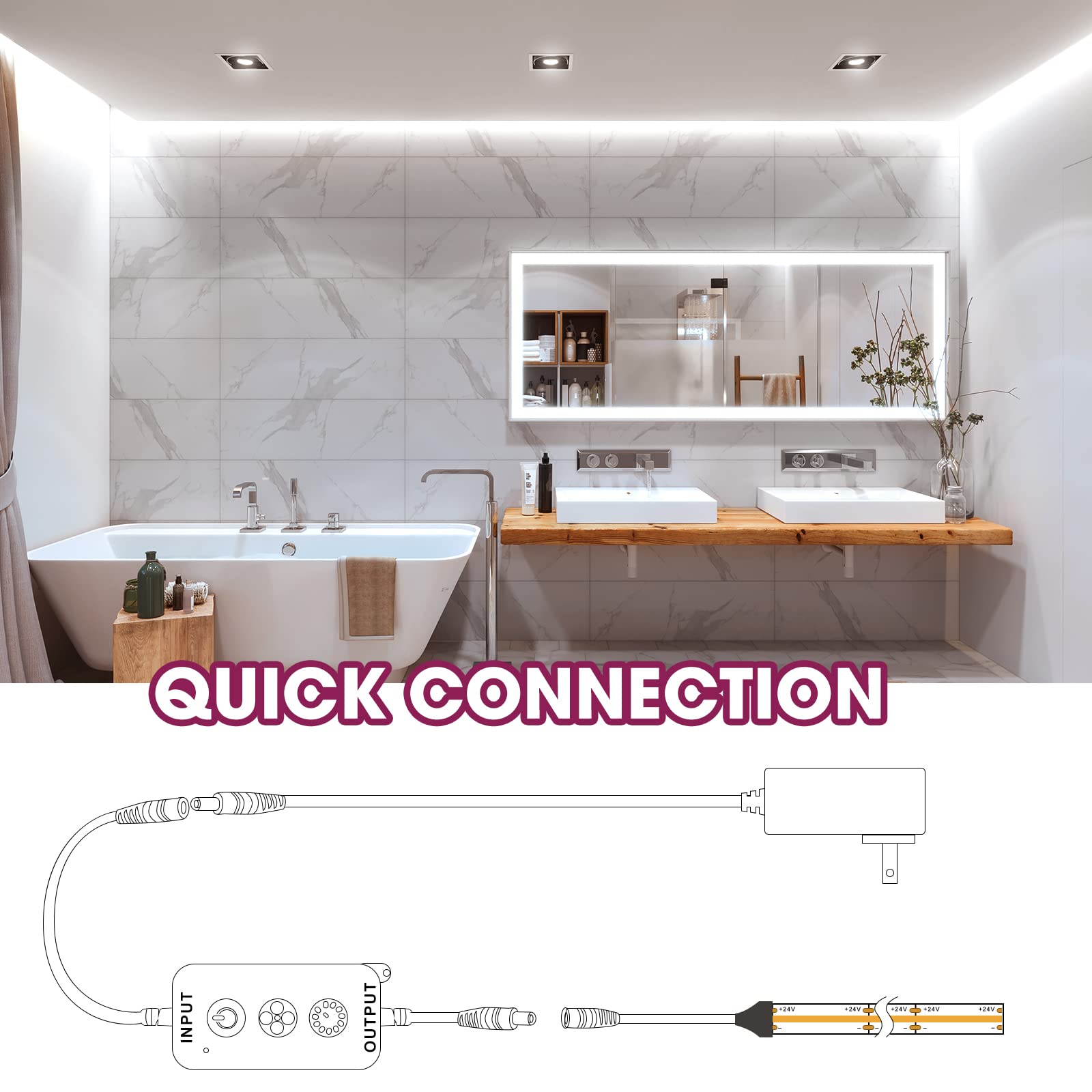 Emitever LED Strip Light Kits | With RF Controller,UL 24V DC Power Adapter Emitever