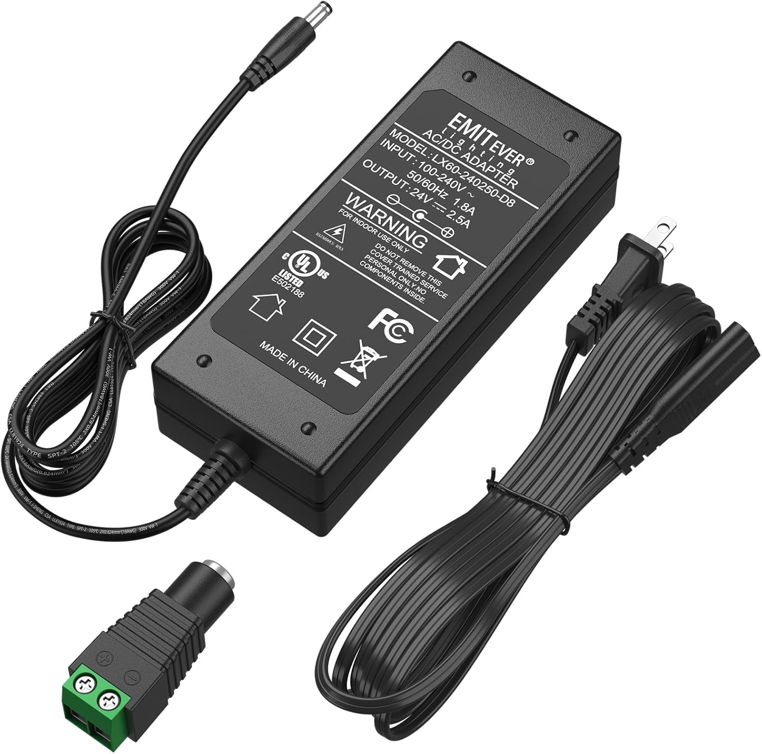 24V DC LED Power Supply, 60W LED Power Adapter, Lighting Transformers, Input AC 100-240V UL-Listed,Class 2