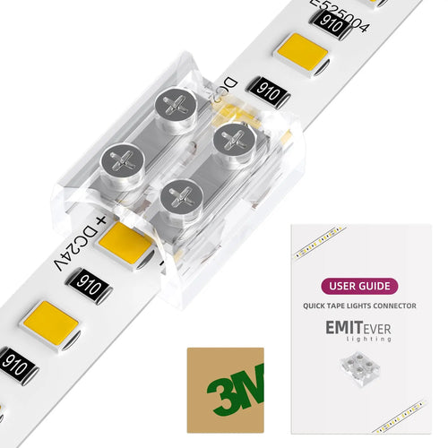 LED Strip Light Connectors, 2 Pin Tighten Screw Transparent, Strip to Strip Connector / Extension Connector, for 8mm Width LED Strip Lights, 12 Pack / 2 Pack Emitever