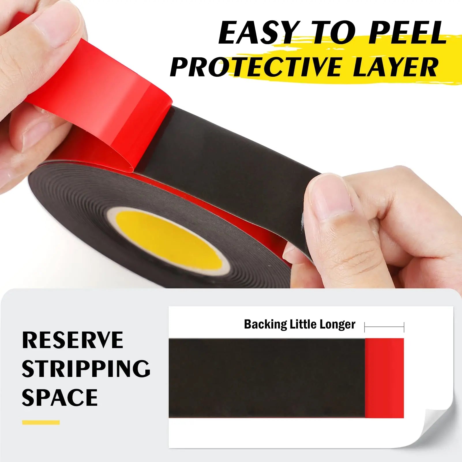 Mounting Tape, 16.4FT x 1IN, Adhesive Foam Tape, Waterproof Double-Sided Heavy Duty Emitever