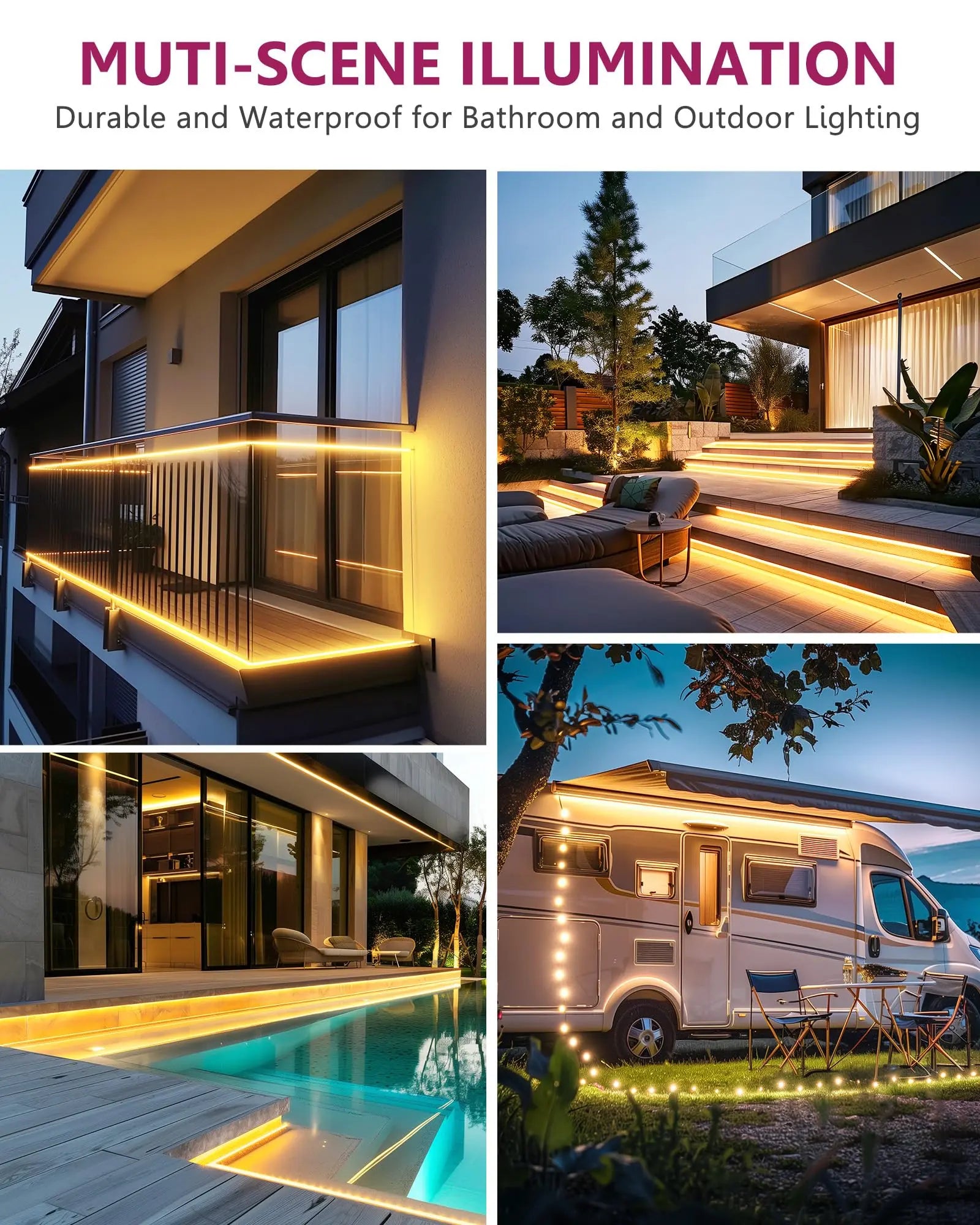 Waterproof, COB LED Strip Lights 2700K-5000K, IP67, 16.4ft High Density, 300+LM/ft, 2400LEDs, 3W/ft, UL Listed (Power Supply Sold Separately) Emitever