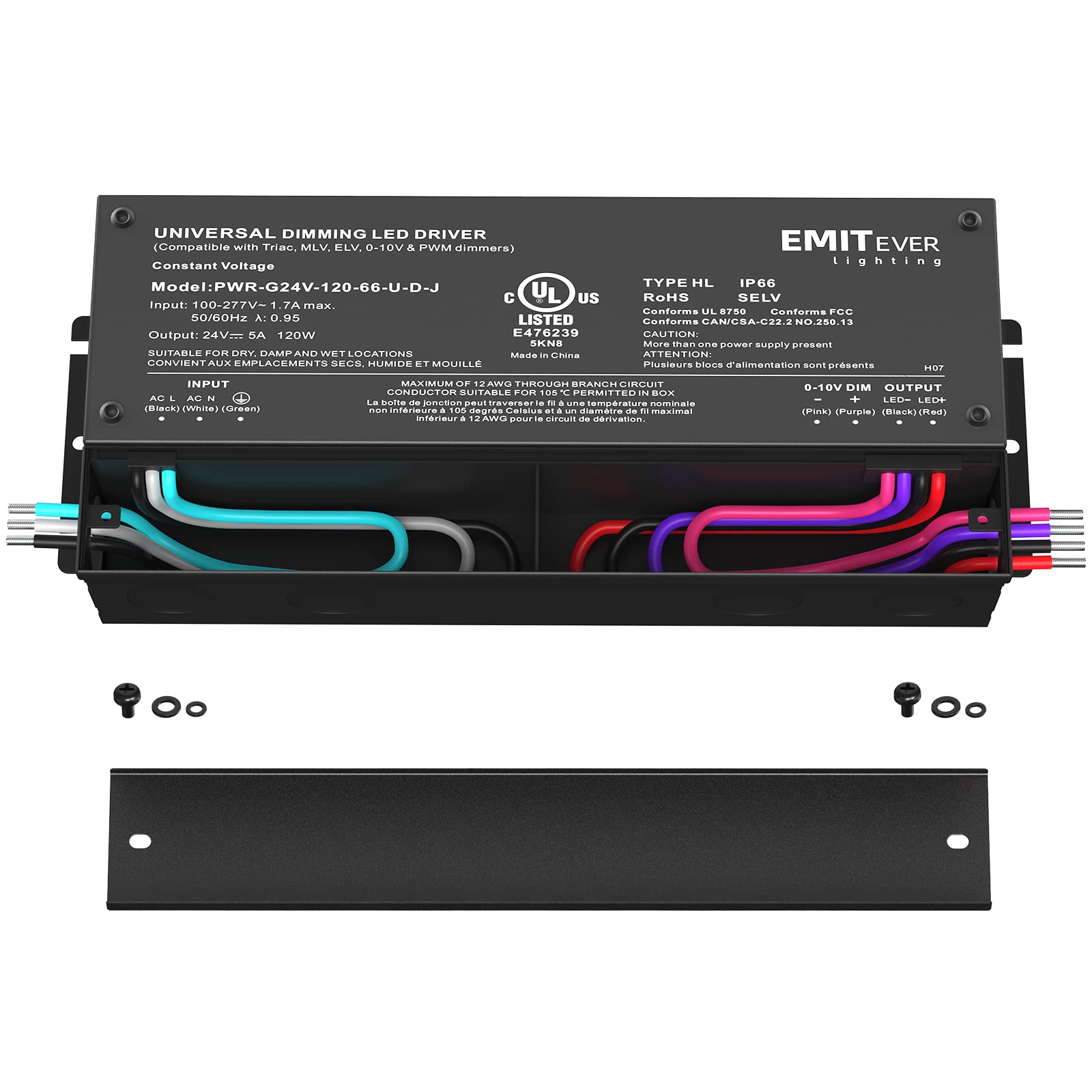 Emitever 120W Dimmable LED Driver | 24V Triac Dimmable Power Supply Emitever