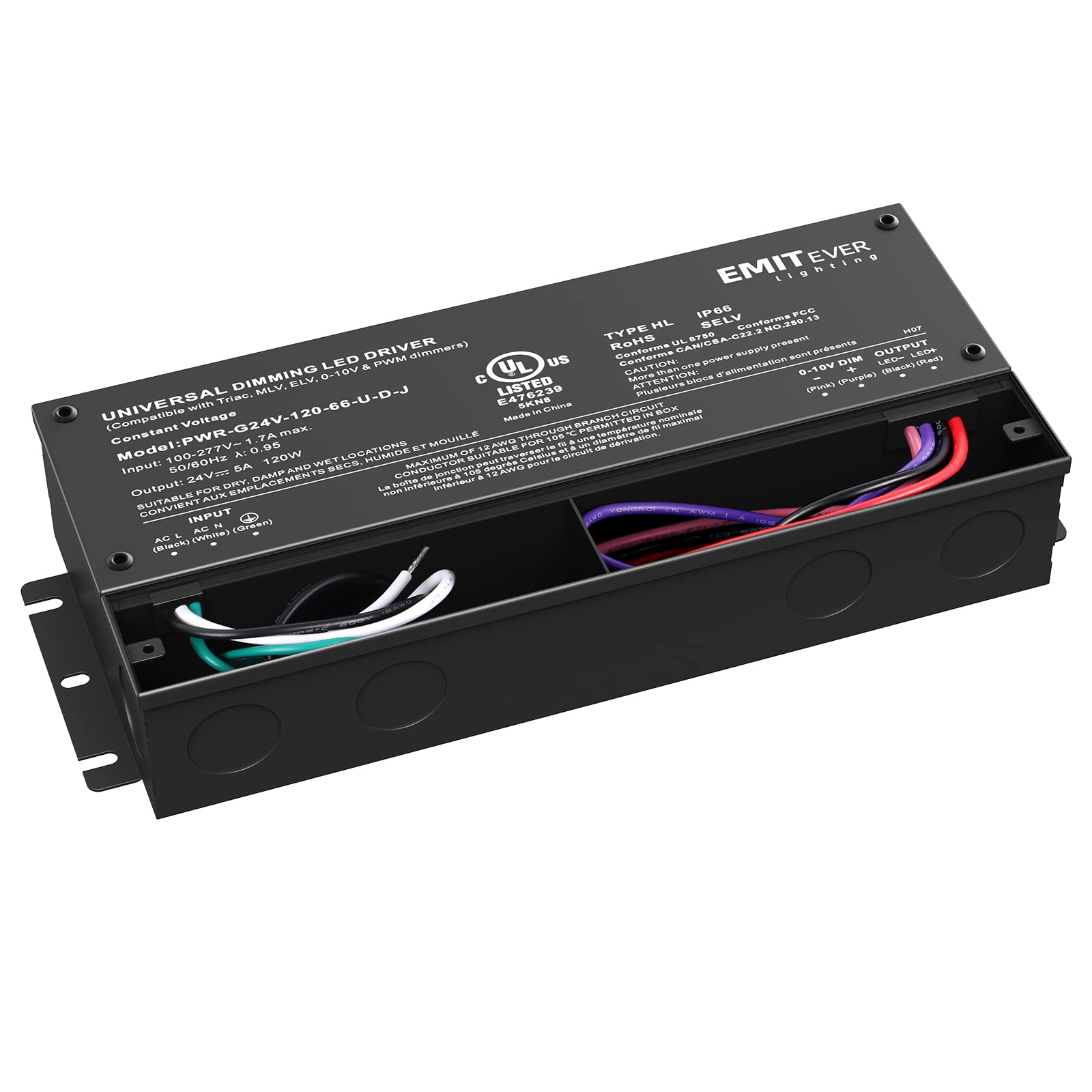 Emitever 120W Dimmable LED Driver | 24V Triac Dimmable Power Supply Emitever