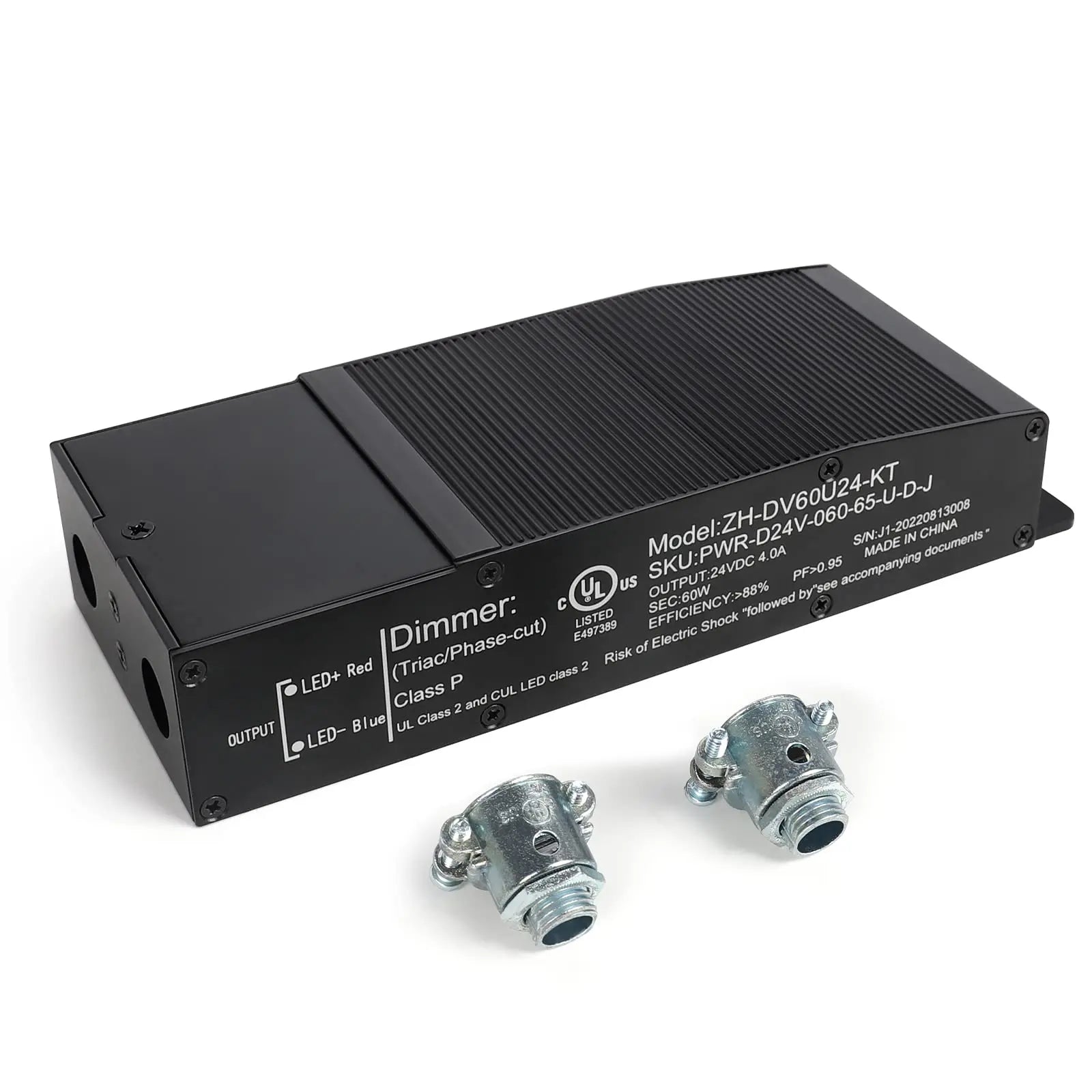 60W Dimmable LED Driver, AC120V to DC24V Power Supply, Class 2, UL ...