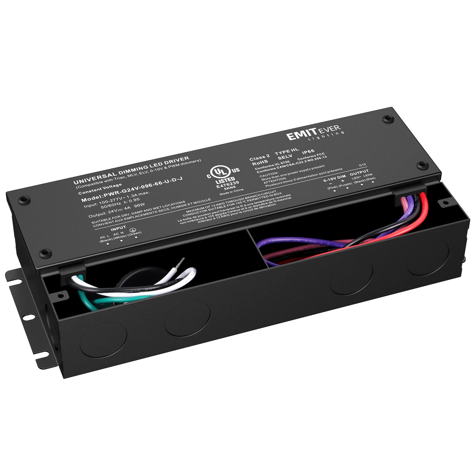 Emitever 96W Dimmable LED Driver, 24V Triac Dimmable Power Supply Emitever