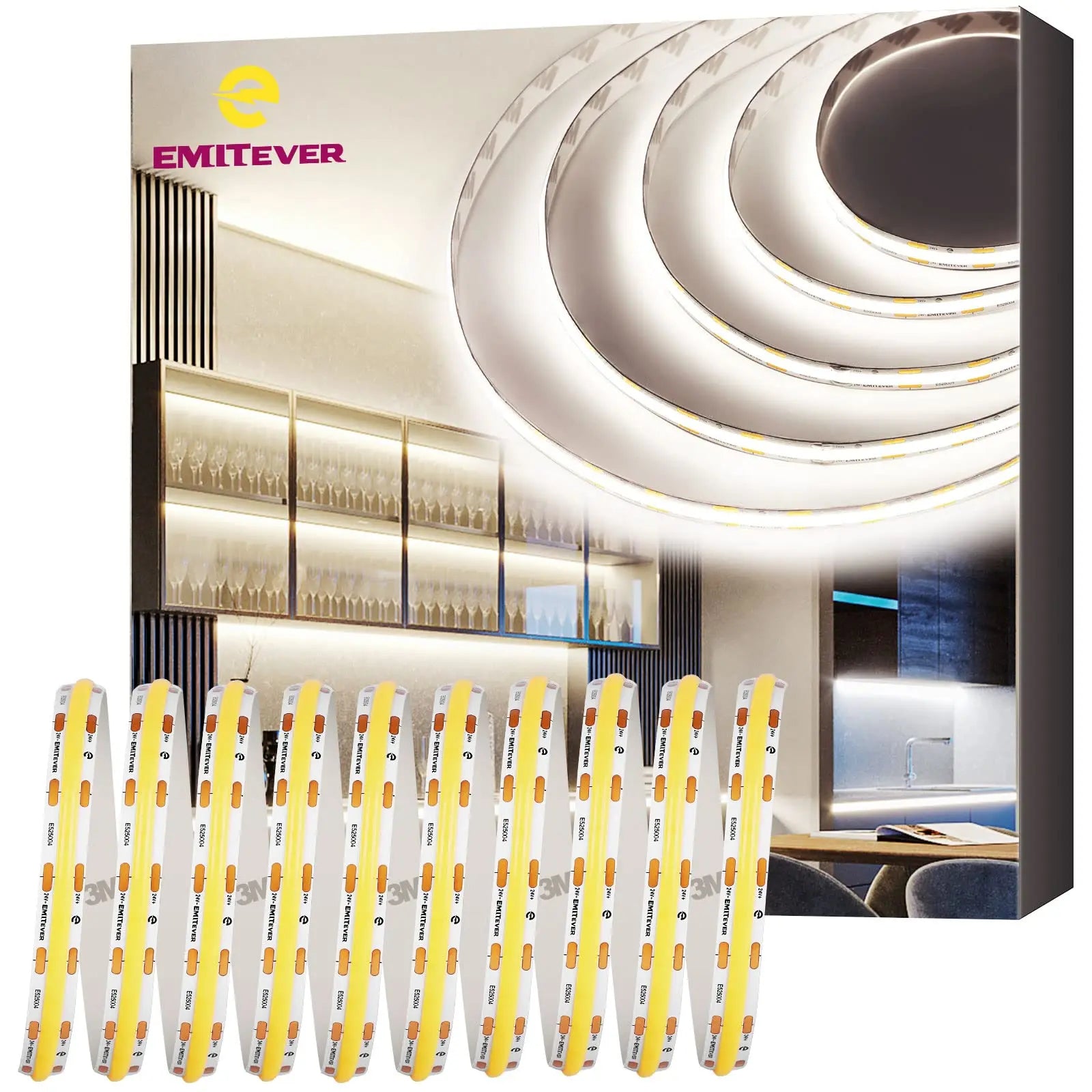 thumbnail image 2 of 5m 24V COB LED Strip Light – Warm White 3000K, High Density (480LEDs/m) For Decor 2 of 5
