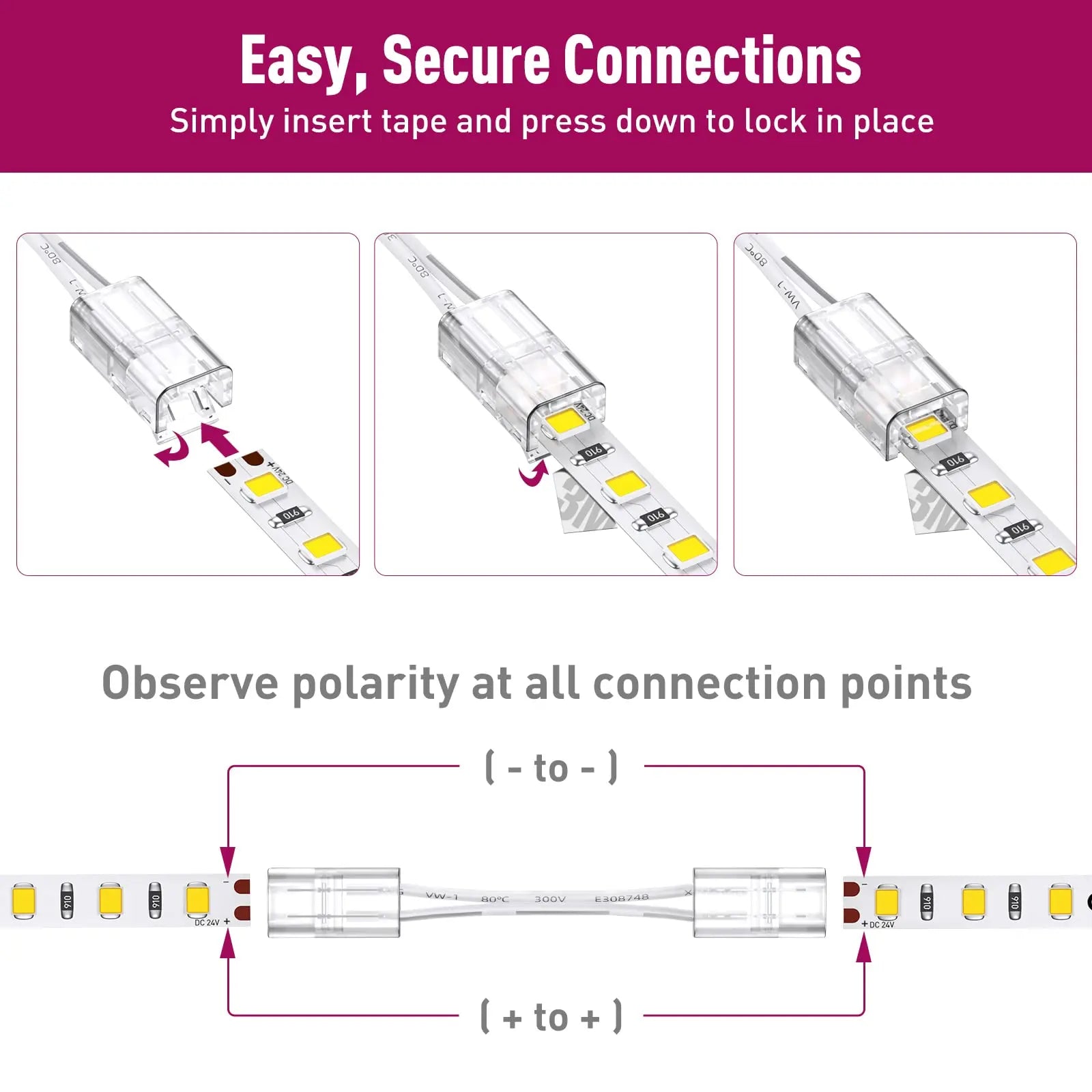 Emitever LED Strip Lights Accessories (Wire Lead Connector) Emitever