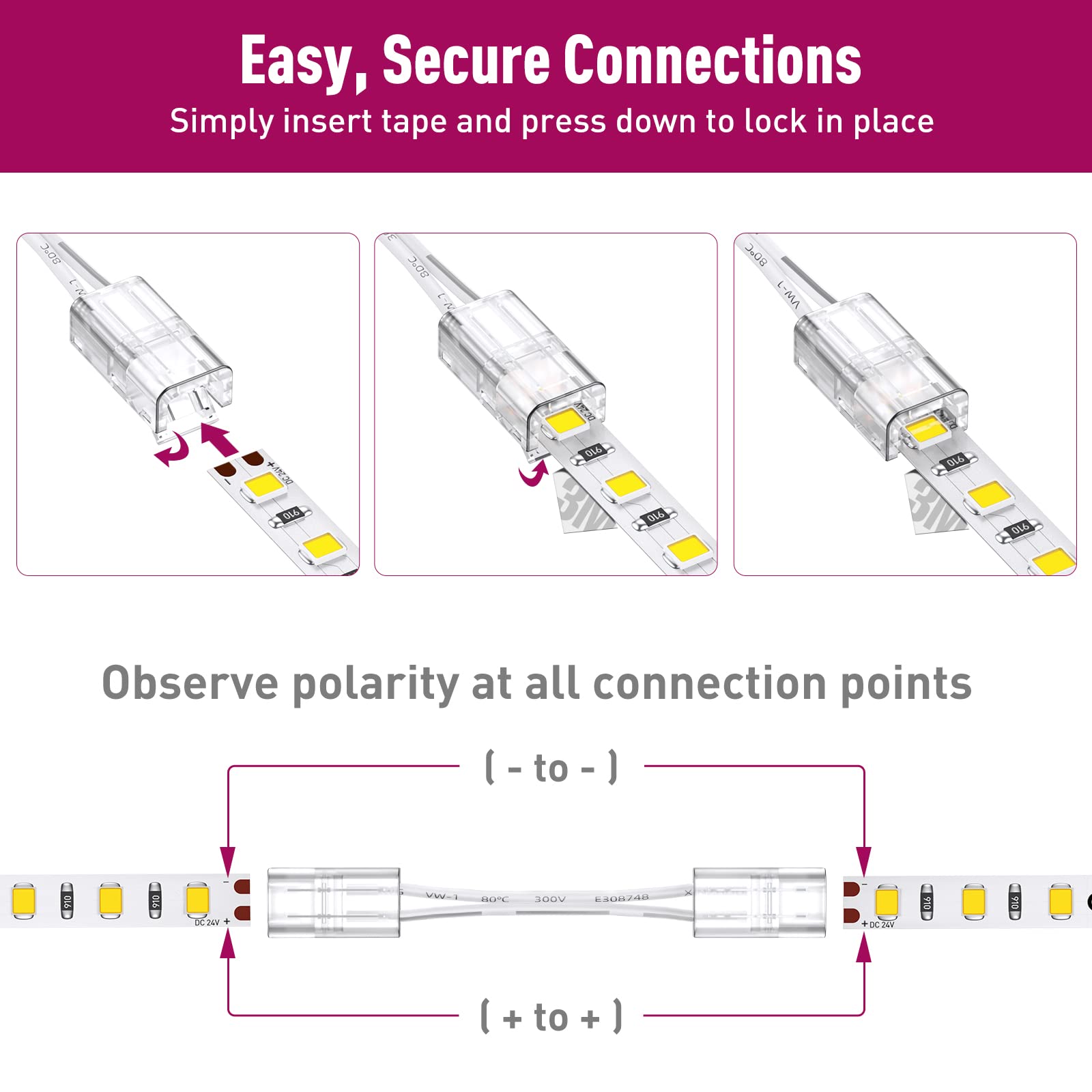 Emitever LED Strip Lights Accessories (Wire Lead Connector) Emitever