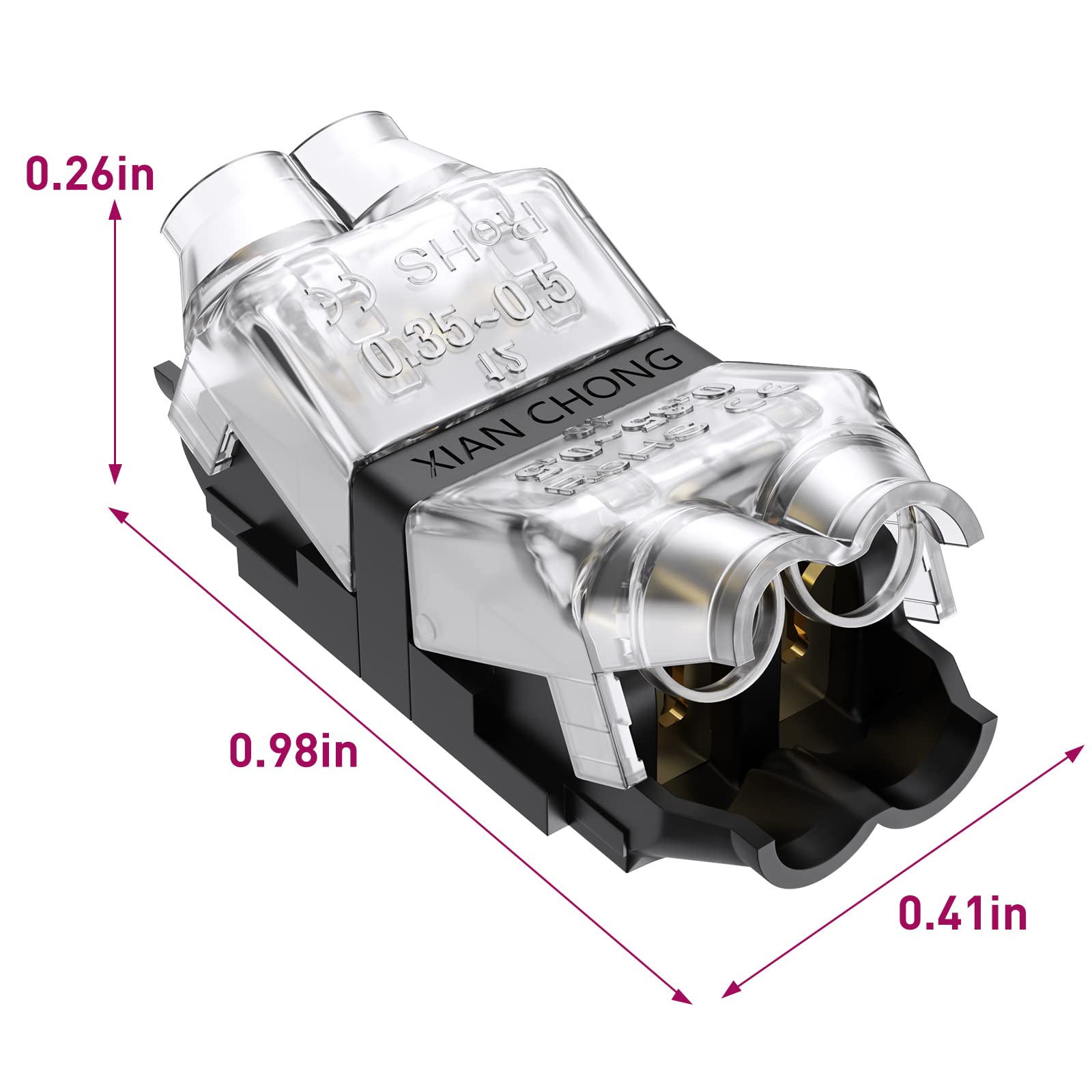 Emitever Low Voltage Wire Connectors, 6 Packs Wire to Wire Connector, 2 Way Automotive Wire Connectors, 2 Pins Emitever