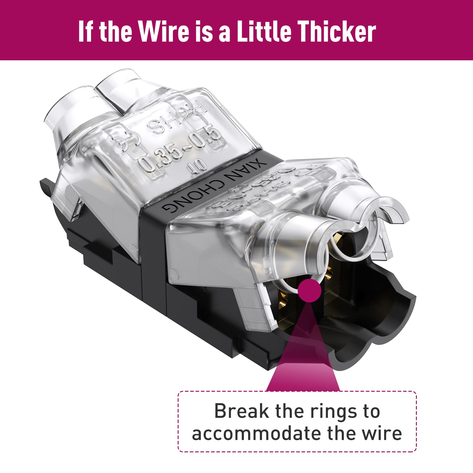 Emitever Low Voltage Wire Connectors, 6 Packs Wire to Wire Connector, 2 Way Automotive Wire Connectors, 2 Pins Emitever